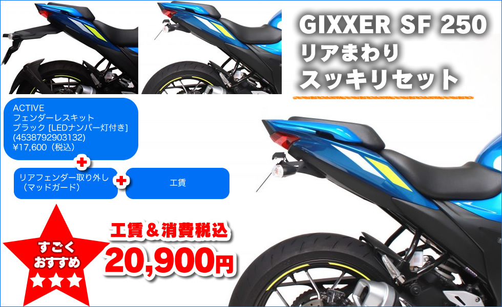 SUZUKI GIXXER SF 250 / GIXXER250 のフェンダーレス化