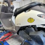 <span class="title">SUZUKI　レッツバスケット　定期点検・フロントタイヤ交換・オイル交換（千葉県松戸市・柏市・流山市　バイク修理・点検・整備）</span>